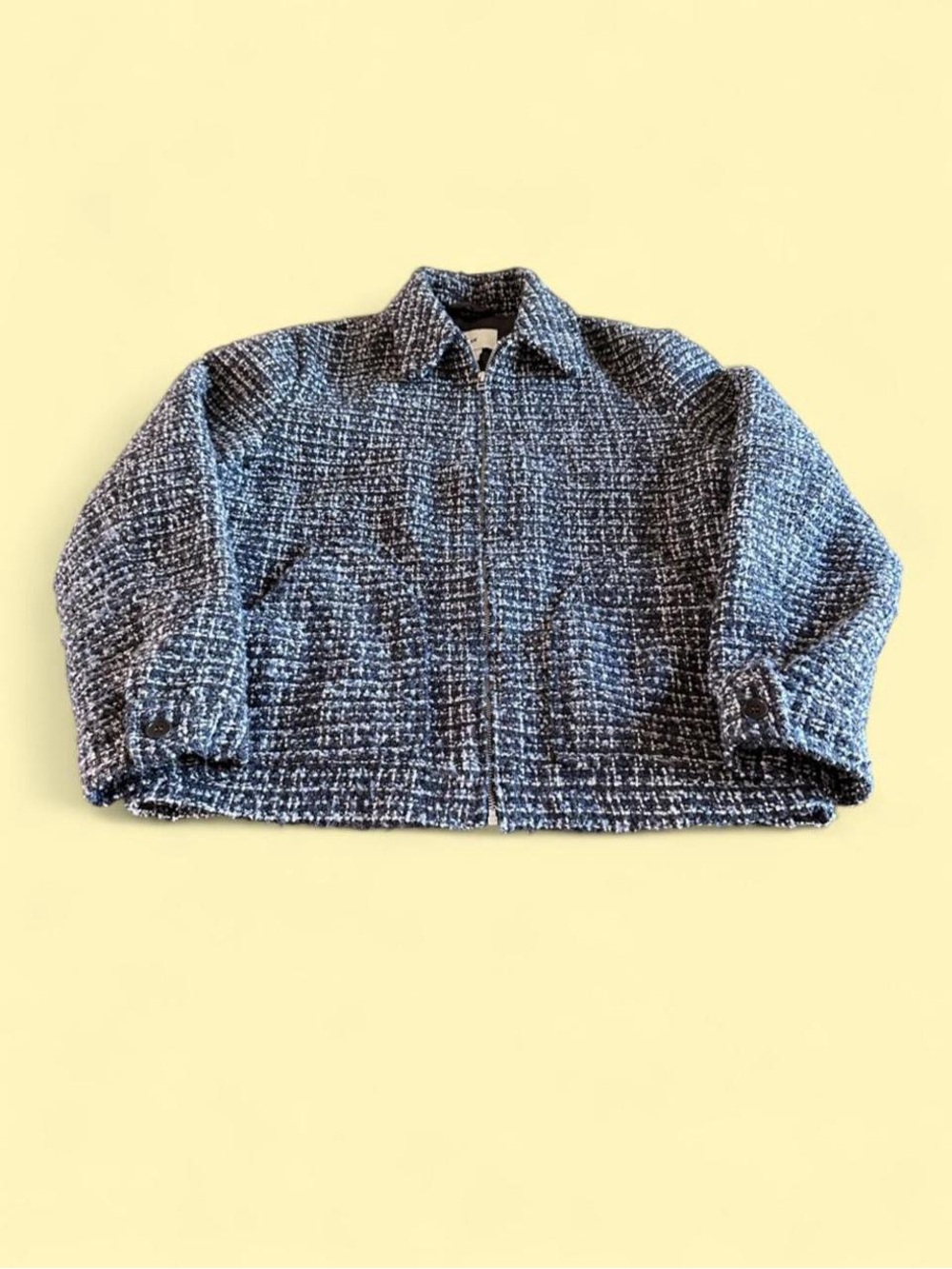 H&M Tweed Harrington Jacket Black White Textured Men’s Size S